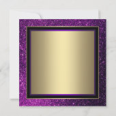 女性パープル金ゴールドマスカレードパーティの招待状 招待状 (裏面)
