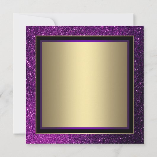 女性パープル金ゴールドマスカレードパーティの招待状 招待状 (裏面)
