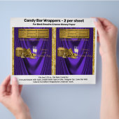 女性パープル金ゴールド誕生日パーティーキャンディバーラッパー チラシ (手)