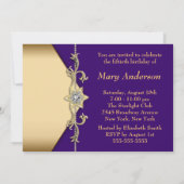 女性パープル金ゴールド50th誕生日パーティー 招待状 (裏面)