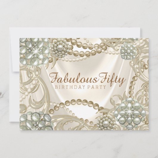 女性パールバースデーパーティー 招待状 (正面)