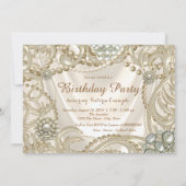 女性パールバースデーパーティー 招待状 (裏面)