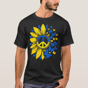 女性ヒマワリウクライナ国旗ウクライナFL Tシャツ