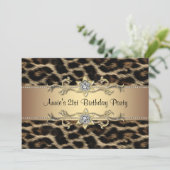 女性ヒョウ誕生日パーティー 招待状 (スタンド正面)