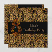 女性ヒョウ40歳の誕生日パーティー 招待状 (正面/裏面)