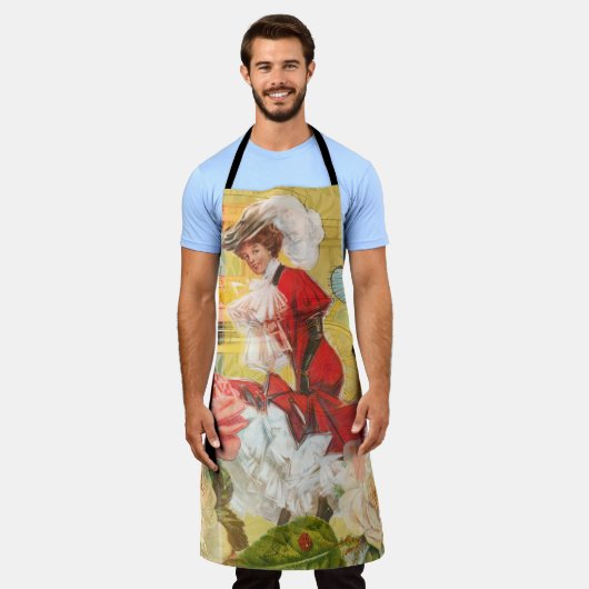 女性ビクトリアンおもしろい車 エプロン (着用した状態)