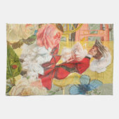 女性ビクトリアンおもしろい車 キッチンタオル (横)