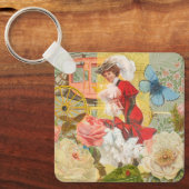 女性ビクトリアンおもしろい車 キーホルダー (正面)