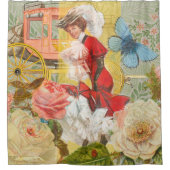 女性ビクトリアンおもしろい車 シャワーカーテン (正面)