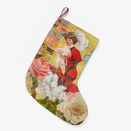 女性ビクトリアンおもしろい車 スモールクリスマスストッキング (正面 (吊り時))