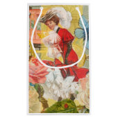 女性ビクトリアンおもしろい車 スモールペーパーバッグ (裏面)