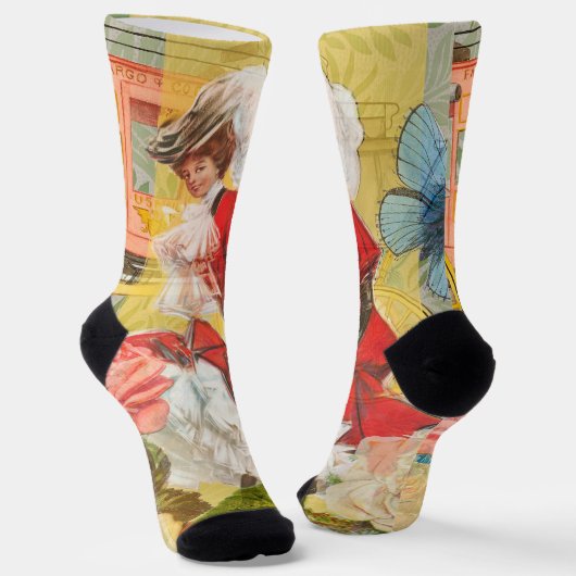 女性ビクトリアンおもしろい車 ソックス (傾斜あり)