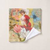 女性ビクトリアンおもしろい車 バスタオルセット (ウォッシュタオル)