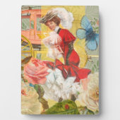 女性ビクトリアンおもしろい車 フォトプラーク (正面)