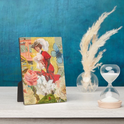 女性ビクトリアンおもしろい車 フォトプラーク (側面)