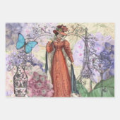 女性ビクトリアンおもしろい車 ラッピングペーパーシート (正面3)