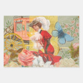 女性ビクトリアンおもしろい車 ラッピングペーパーシート (正面)