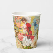 女性ビクトリアンおもしろい車 紙コップ (裏面)