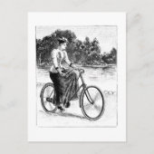女性ビクトリアンサイクリング-ヴィンテージ自転車 ポストカード (正面)