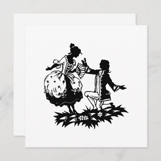 女性ビクトリアンシルエットアートを提案する男性 招待状 (正面/裏面)