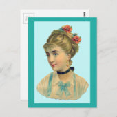 女性ビクトリアンティール（緑がかった色） ポストカード (正面/裏面)