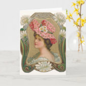 女性ビクトリアンノートカード カード (黄色い花)