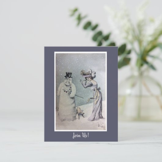 女性ビクトリアン·擬人化雪だるま 招待状 (スタンド正面)