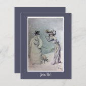 女性ビクトリアン·擬人化雪だるま 招待状 (正面/裏面)