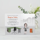 女性ビジネスの退職パーティー招待状 招待状 (スタンド正面)