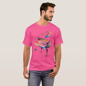 女性ピアニストギフト ピアノ 楽器 音楽 カラー Tシャツ (正面フル)