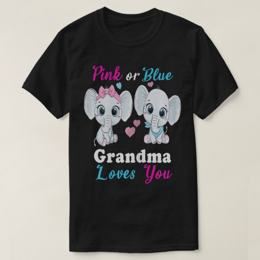 女性ピンクか青い祖母があなたを愛しているゾウBa Tシャツ (デザイン正面)