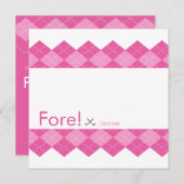 女性ピンクのゴルフアーガイル 招待状 (正面/裏面)