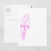 女性ピンクのサイクル ポストカード (正面/裏面)