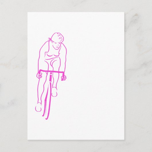 女性ピンクのサイクル ポストカード (正面)