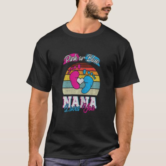 女性ピンクまたはブルーナナ愛する性別Pを明かす Tシャツ (正面)