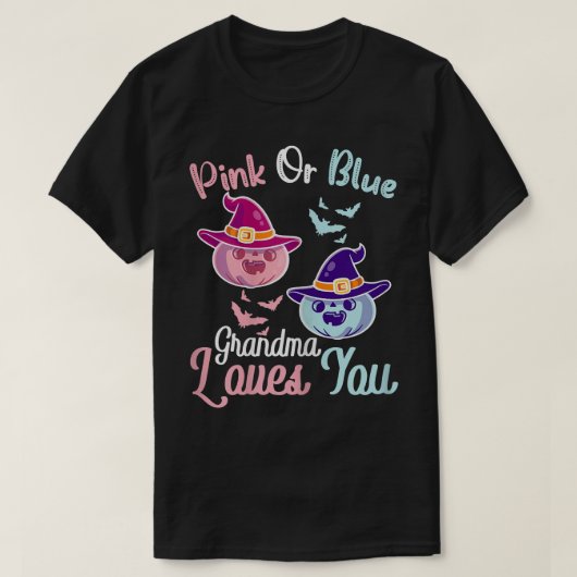 女性ピンクまたは青おばあちゃんがハロウィーンGを愛する Tシャツ (デザイン正面)