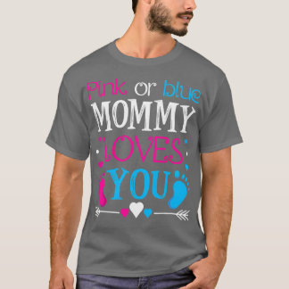 女性ピンクまたは青のママがあなたを愛する – ママになる Tシャツ
