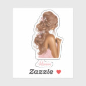 女性ピンクスタイリッシュフローラモダン名前をカスタムする シール (シート)