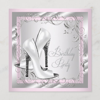 女性ピンクバースデーパーティー 招待状