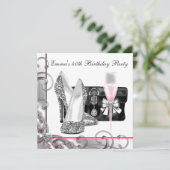 女性ピンクバースデーパーティー 招待状 (スタンド正面)