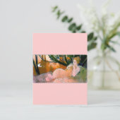 女性ピンクミュシャアールヌーボー ポストカード (スタンド正面)