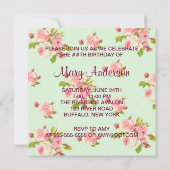 女性ピンクローズバースデーパーティー 招待状 (裏面)