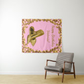 女性ピンク金ゴールドハイヒール誕生日M背景 タペストリー (インサイチュ(横))