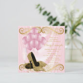 女性ピンク金ゴールドバースデーパーティ招待状 招待状 (スタンド正面)