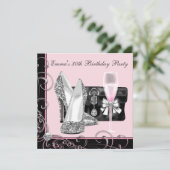 女性ピンク30th誕生日パーティの招待状 招待状 (スタンド正面)