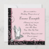 女性ピンク30th誕生日パーティの招待状 招待状 (裏面)