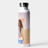 女性ファッショニスタピンクのローズ金ゴールド茶色の髪 ウォーターボトル (左面)