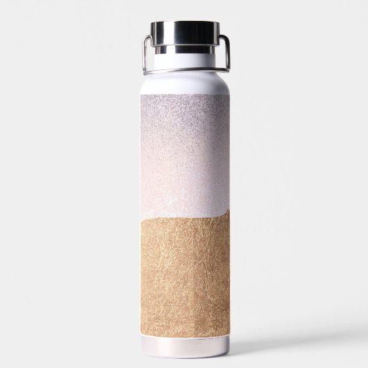 女性ファッショニスタピンクのローズ金ゴールド茶色の髪 ウォーターボトル (背面)