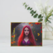 女性ファッション秋の黄色の金ゴールドアート ポストカード (スタンド正面)