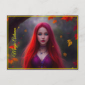 女性ファッション秋の黄色の金ゴールドアート ポストカード (正面)